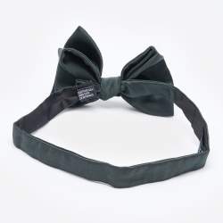 Lanvin Dark Green Silk Double Bow Tie