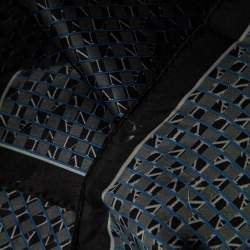 Lanvin Black Logo Print Silk Pocket Square