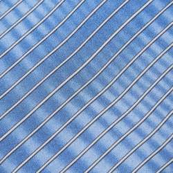 Pre Owned Lanvin Blue Diagonal Striped Silk Tie
