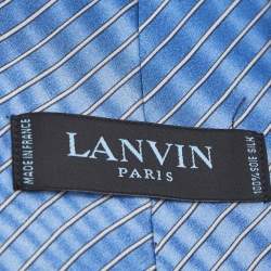 Pre Owned Lanvin Blue Diagonal Striped Silk Tie