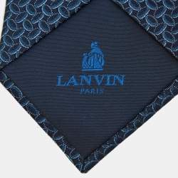 Pre Owned Lanvin Navy Blue Patterned Silk Jacquard Tie