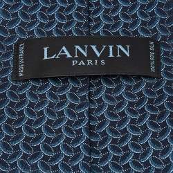 Pre Owned Lanvin Navy Blue Patterned Silk Jacquard Tie