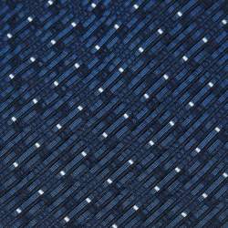 Pre Owned Lanvin Navy Blue Patterned Silk & Cotton Traditional Tie