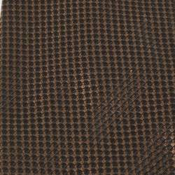 Pre Owned Lanvin Brown Patterned Silk Traditional Tie