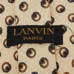 Pre Owned Lanvin Vintage Cream Printed Silk Tie