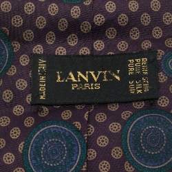 Pre Owned Lanvin Deep Purple Mandala Print Silk Tie