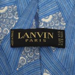Pre Owned Lanvin Blue Abstract Print Silk Tie