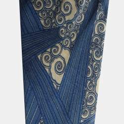 Pre Owned Lanvin Blue Abstract Print Silk Tie