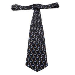 Lanvin Geometric and Floral Print Traditional Silk Tie