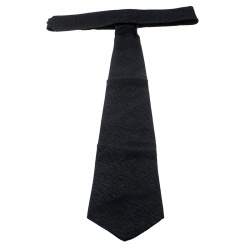 Pre Owned Lanvin Black Textured Patterned Silk Jacquard Tie