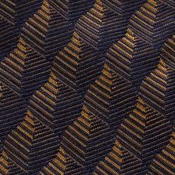 Pre Owned Lanvin Navy Blue and Brown Patterned Silk Jacquard Tie