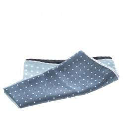Pre Owned Lanvin Black and Grey Four Square Polka Dotted Silk Pocket Square