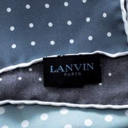 Pre Owned Lanvin Black and Grey Four Square Polka Dotted Silk Pocket Square