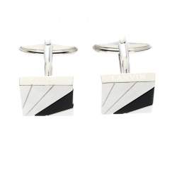 Pre Owned Lanvin Black Inlay Silver Tone Square Cufflinks