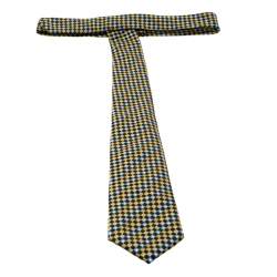 Lanvin Yellow and Blue Diagonal Checkered Silk Tie