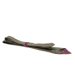 Lanvin Yellow and Blue Diagonal Checkered Silk Tie