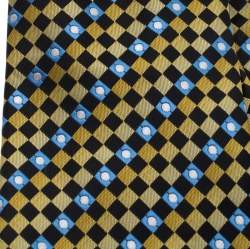 Lanvin Yellow and Blue Diagonal Checkered Silk Tie