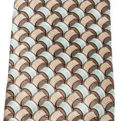 Lanvin Brown and Blue Abstract Print Silk Tie 