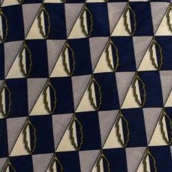 Lanvin Blue Checkered Leaf Print Silk Tie