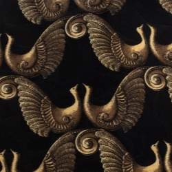 Lanvin Vintage Black and Gold Bird Print Silk Tie