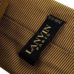 Pre Owned Lanvin Mustard Yellow Striped Jacquard Silk Tie