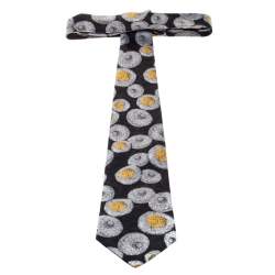 Pre Owned Lanvin Vintage Black Floral Print Traditional Silk Tie