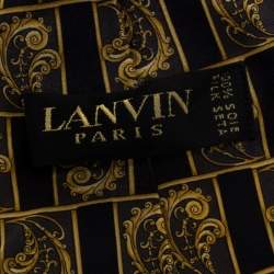 Pre Owned Lanvin Vintage Black and Gold Baroque Print Silk Tie