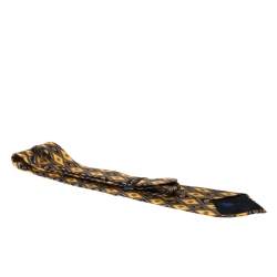 Pre Owned Lanvin Vintage Yellow and Blue Floral Print Silk Tie