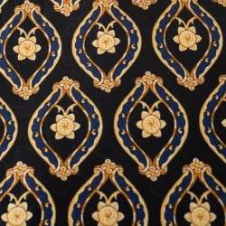 Pre Owned Lanvin Vintage Black & Gold Baroque Print Silk Tie