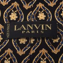 Pre Owned Lanvin Vintage Black & Gold Baroque Print Silk Tie