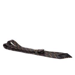 Pre Owned Lanvin Vintage Brown Printed Silk Traditional Tie