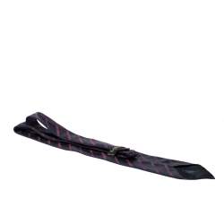 مملوكة مسبقًا Lanvin Blue and Purple Striped Silk Floral Jacquard Tie