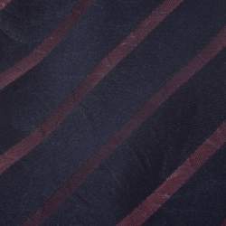 مملوكة مسبقًا Lanvin Blue and Purple Striped Silk Floral Jacquard Tie