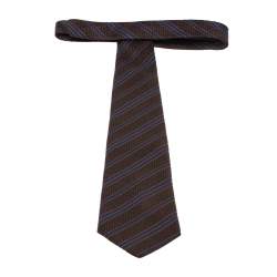 Pre Owned Lanvin Vintage Brown Chequered Jacquard Silk Tie