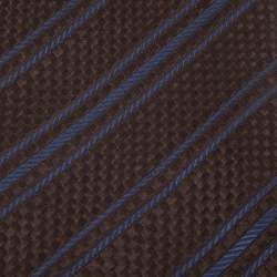 Pre Owned Lanvin Vintage Brown Chequered Jacquard Silk Tie