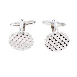 Pre Owned Lanvin Engraved Silver Plated Round T-Bar Cufflinks