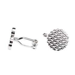 Pre Owned Lanvin Engraved Silver Plated Round T-Bar Cufflinks