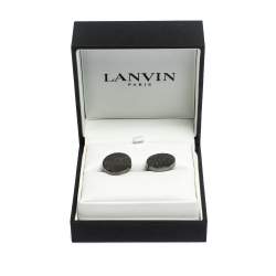 Pre Owned Lanvin Rhodium Plated Paris Logo Cufflinks