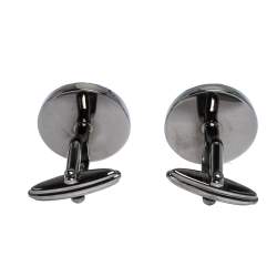 Pre Owned Lanvin Rhodium Plated Paris Logo Cufflinks