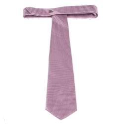 Lanvin Pink Square Patterned Jacquard Silk Tie