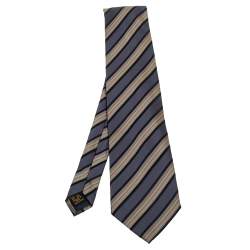 Lanvin Vintage Diagonal Striped Silk Tie