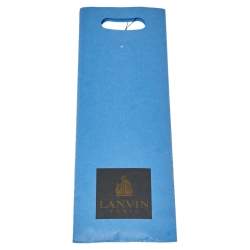 Pre Owned Lanvin Navy Blue Abstract Printed Silk Traditional Tie & Pocket Square