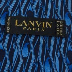 Pre Owned Lanvin Navy Blue Geometric Paisley Print Traditional Silk Tie