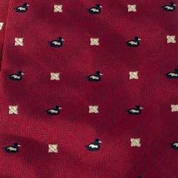 Pre Owned Lanvin Vintage Red Jacquard Silk Traditional Tie