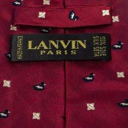 Pre Owned Lanvin Vintage Red Jacquard Silk Traditional Tie