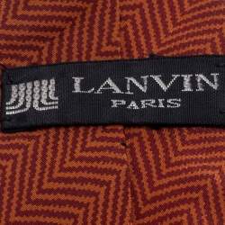 Pre Owned Lanvin Orange Chevron Print Silk Tie