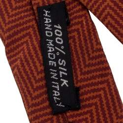 Pre Owned Lanvin Orange Chevron Print Silk Tie