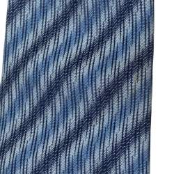 Pre Owned Lanvin Blue Striped Jacquard Silk Tie