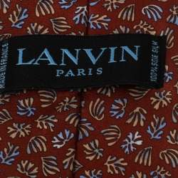 Pre Owned Lanvin Brown Printed Silk Tie