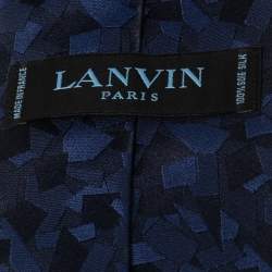 Pre Owned Lanvin Navy Blue Patterned Silk Jacquard Tie